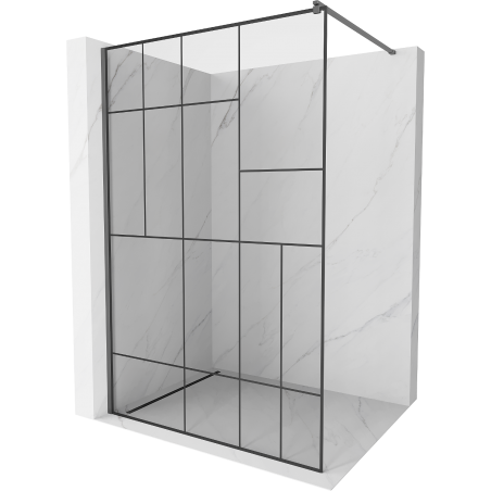 Mexen Kioto Walk-in zuhanyfal 130 x 200 cm, fekete mintázat 8 mm, gun metal - 800-130-101-95-78