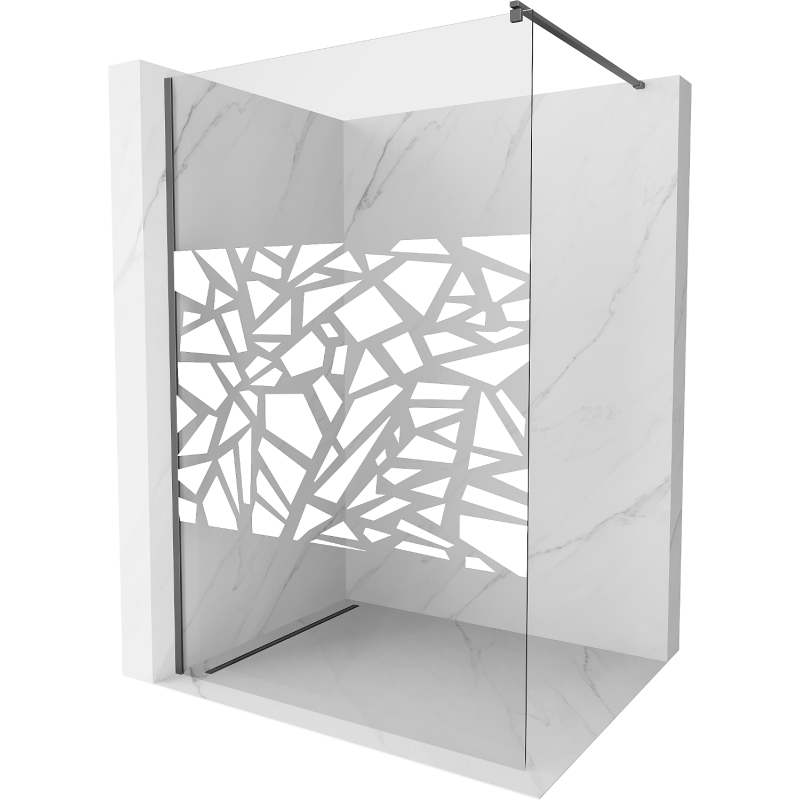 Mexen Kioto zuhanyfal Walk-in 90 x 200 cm, fehér minta 8 mm, gun metal - 800-090-101-95-85