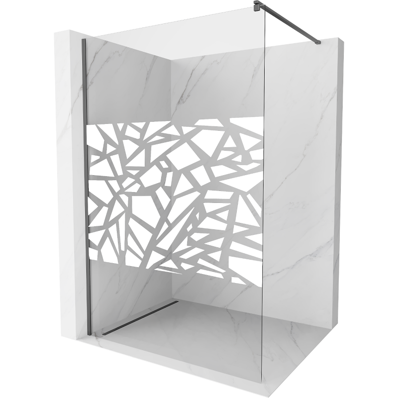 Mexen Kioto Walk-in zuhanyfal 110 x 200 cm, fehér mintával 8 mm, gun metal - 800-110-101-95-85
