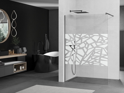 Mexen Kioto Walk-in zuhanyfal 140 x 200 cm, fehér minta 8 mm, gun metal - 800-140-101-95-85