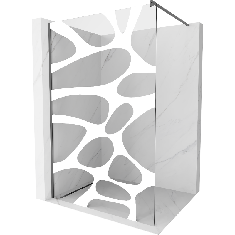 Mexen Kioto walk-in zuhanyfal 120 x 200 cm, fehér hullám 8 mm, gun metal - 800-120-101-95-97