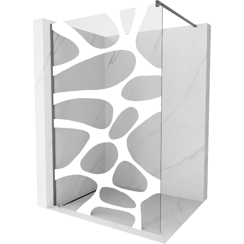 Mexen Kioto walk-in zuhanyfal 120 x 200 cm, fehér minta 8 mm, gun metal - 800-120-101-95-97