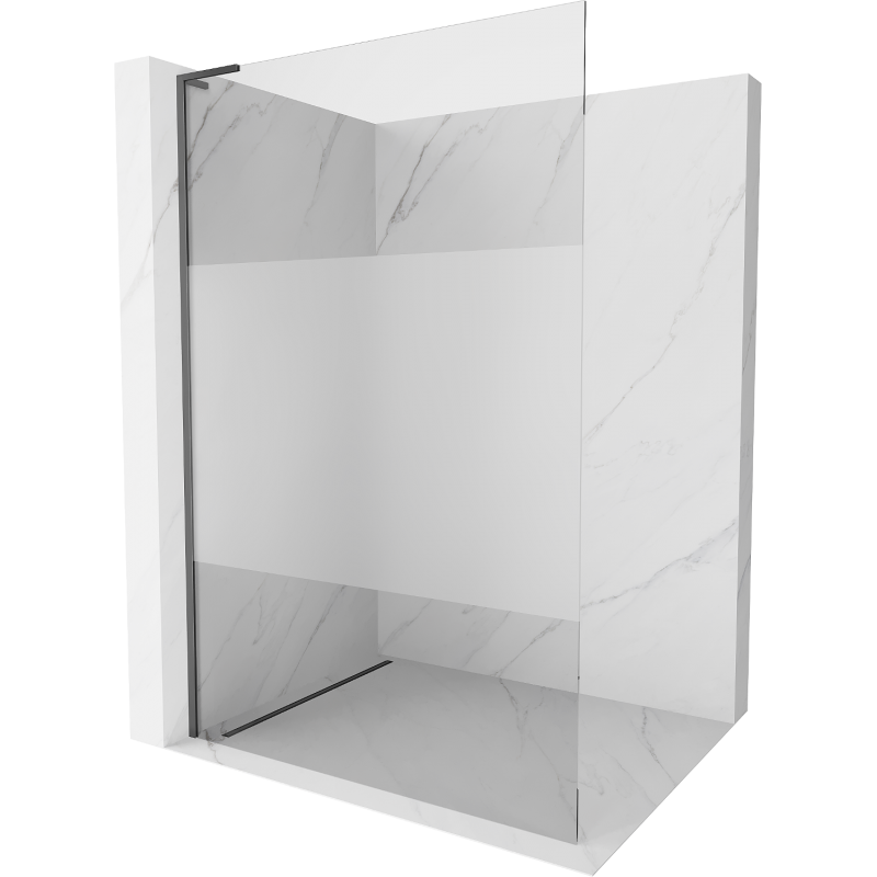 Mexen Kioto L zuhanyfal Walk-in 100 x 200 cm, átlátszó/fagyott, gun metal - 800-100-103-95-35