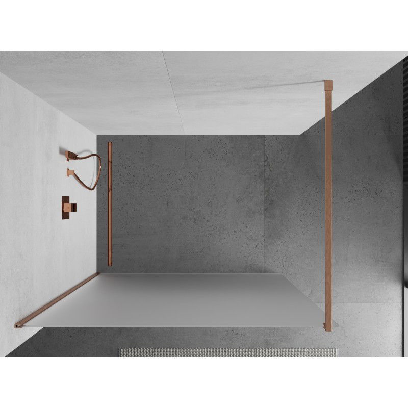 Mexen Kioto perete de duș Walk-in 140 x 200 cm, înghețat 8 mm, cupru periat - 800-140-101-65-30