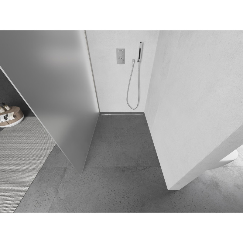 Mexen Kioto Walk-in zuhanyfal 100 x 200 cm, zúzmarás 8 mm, kefélt nikkel - 800-100-101-97-30