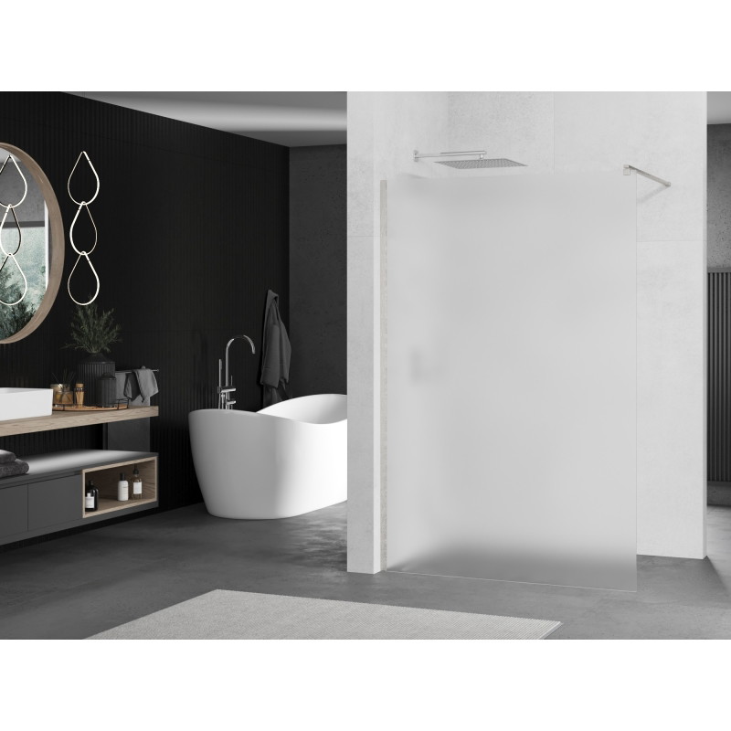 Mexen Kioto Walk-in zuhanyfal 100 x 200 cm, zúzmarás 8 mm, kefélt nikkel - 800-100-101-97-30