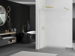 Mexen Kioto perete de duș Walk-in 140 x 200 cm, sticlă măcinate 8 mm, aur periat - 800-140-101-55-30