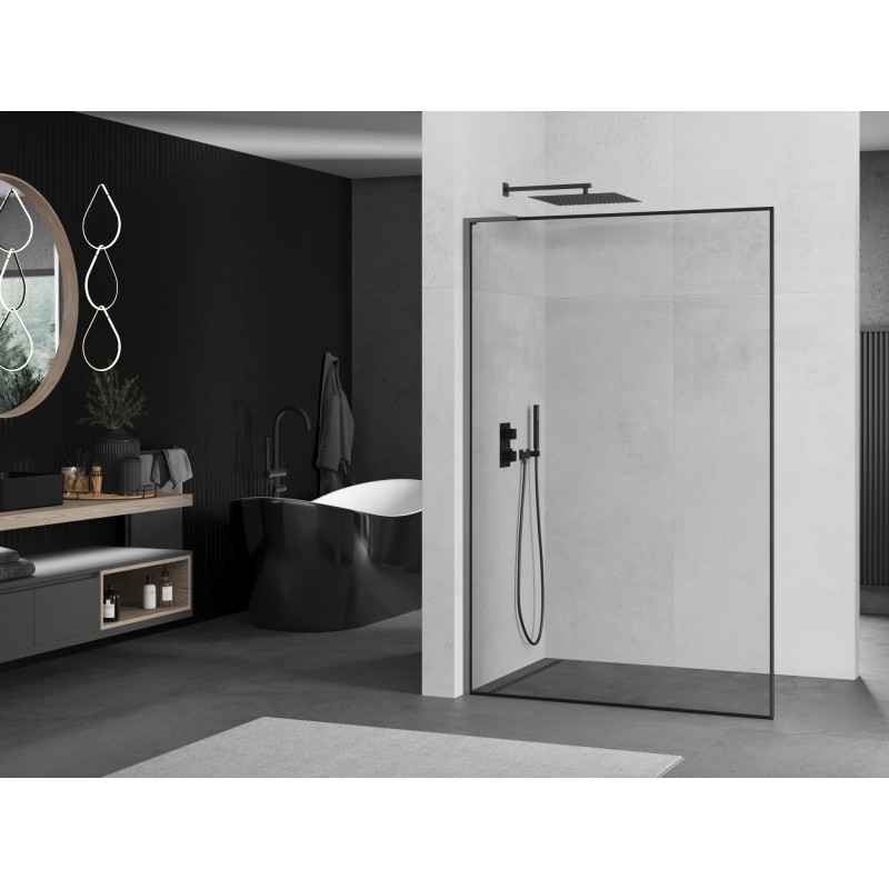 Mexen Kioto L Walk-in zuhanyfal 110 x 200 cm, fekete keret, gun metal - 800-110-103-95-70