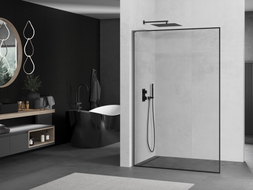 Mexen Kioto L Walk-in zuhanyfal 110 x 200 cm, fekete keret, gun metal - 800-110-103-95-70
