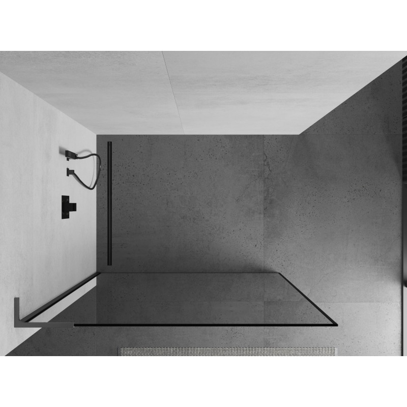 Mexen Kioto L Walk-in zuhanyfal 110 x 200 cm, fekete keret, gun metal - 800-110-103-95-70