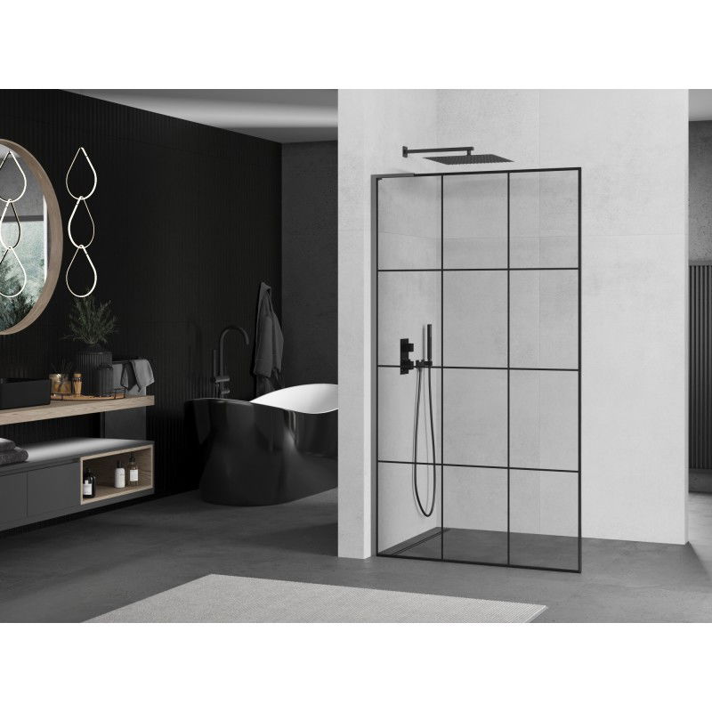 Mexen Kioto L panou de duș Walk-in 120 x 200 cm, grilaj negru, gun metal - 800-120-103-95-77