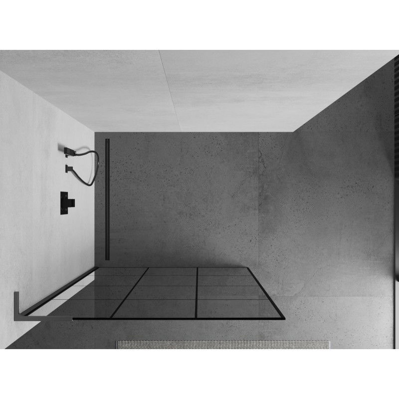 Mexen Kioto L panou de duș Walk-in 120 x 200 cm, grilaj negru, gun metal - 800-120-103-95-77