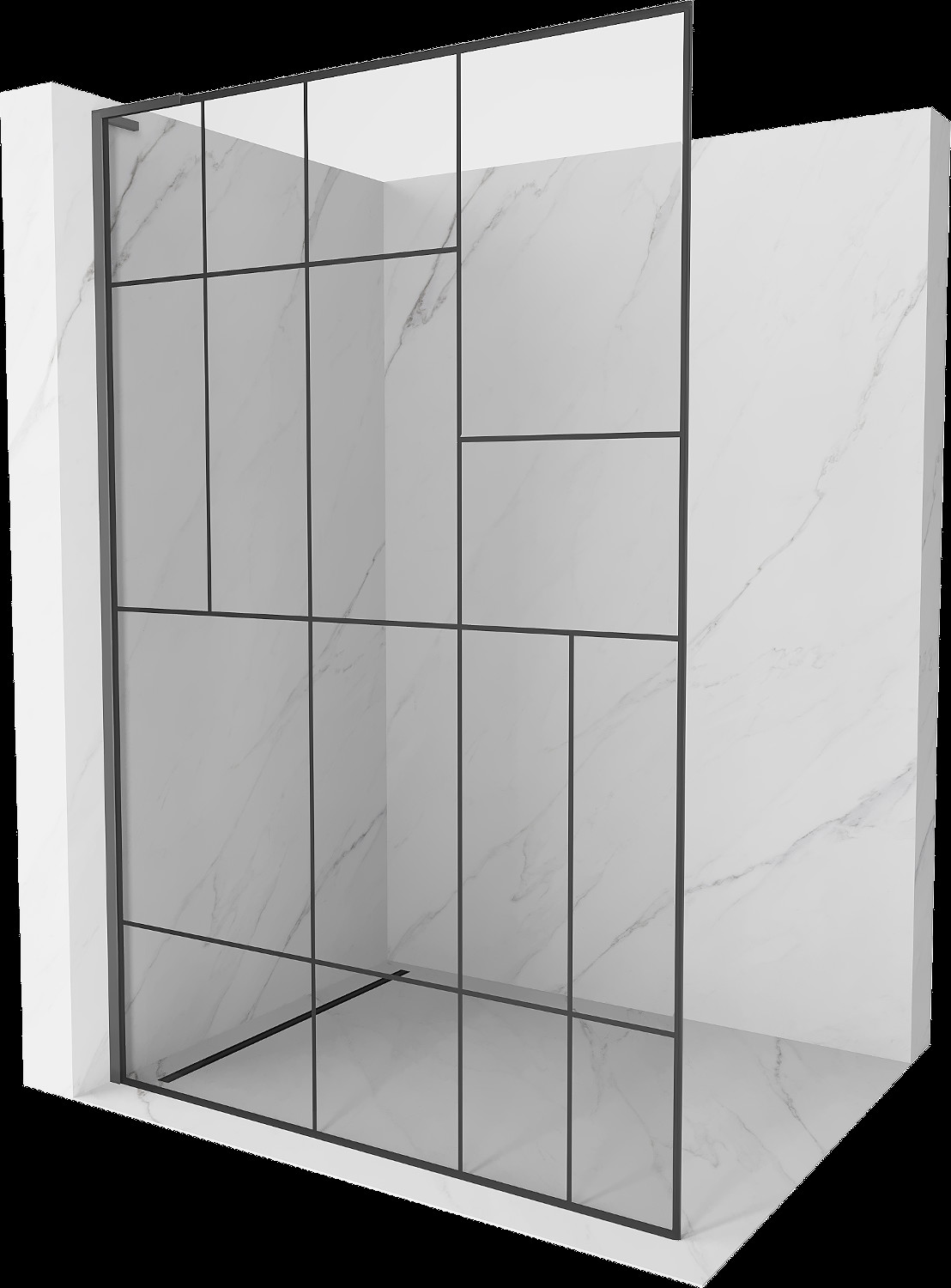 Peretele de duș Mexen Kioto L Walk-in 110 x 200 cm, model negru, gun metal - 800-110-103-95-78