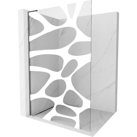 Mexen Kioto L Walk-in zuhanyfal 70 x 200 cm, fehér hullám, gun metal - 800-070-103-95-97