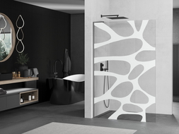 Mexen Kioto L zuhanyfal Walk-in 90 x 200 cm, fehér hullám, gun metal - 800-090-103-95-97