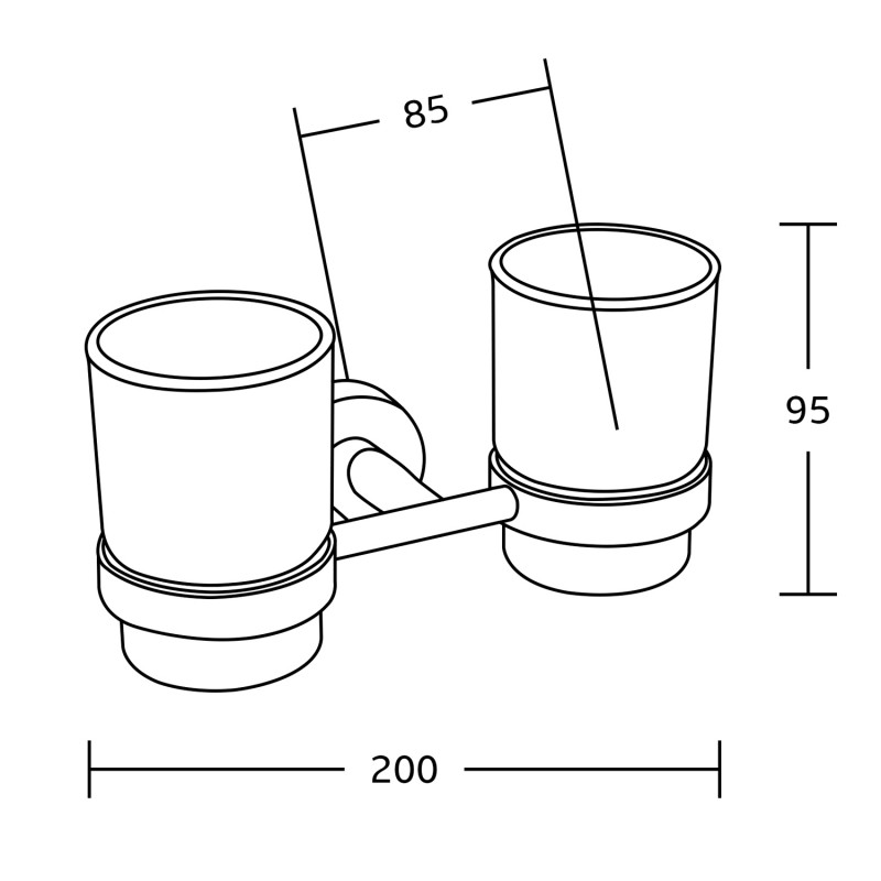 Mexen Tiber kettős fogkefetartó, fekete - 7050552-70