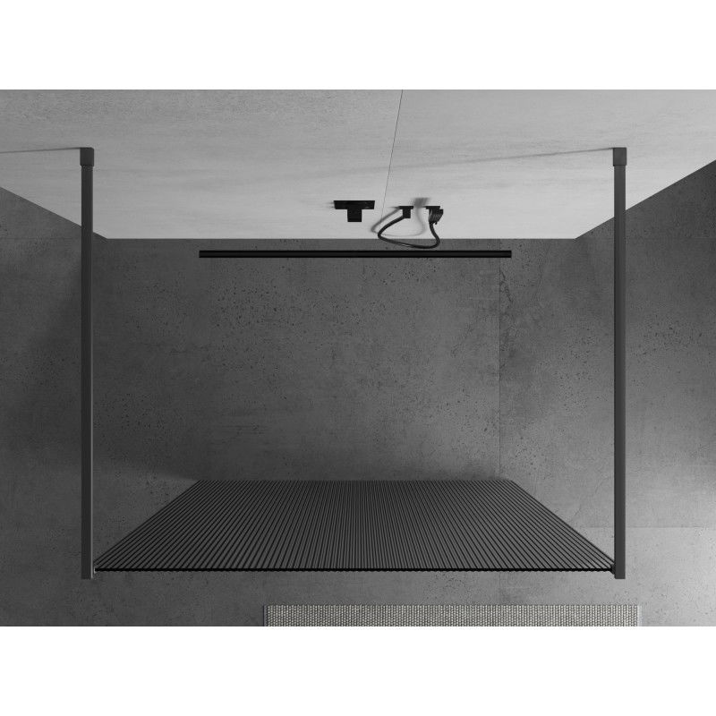 Mexen Kioto perete de duș independent 100 x 200 cm, dungi 8 mm, gun metal - 800-100-002-95-09