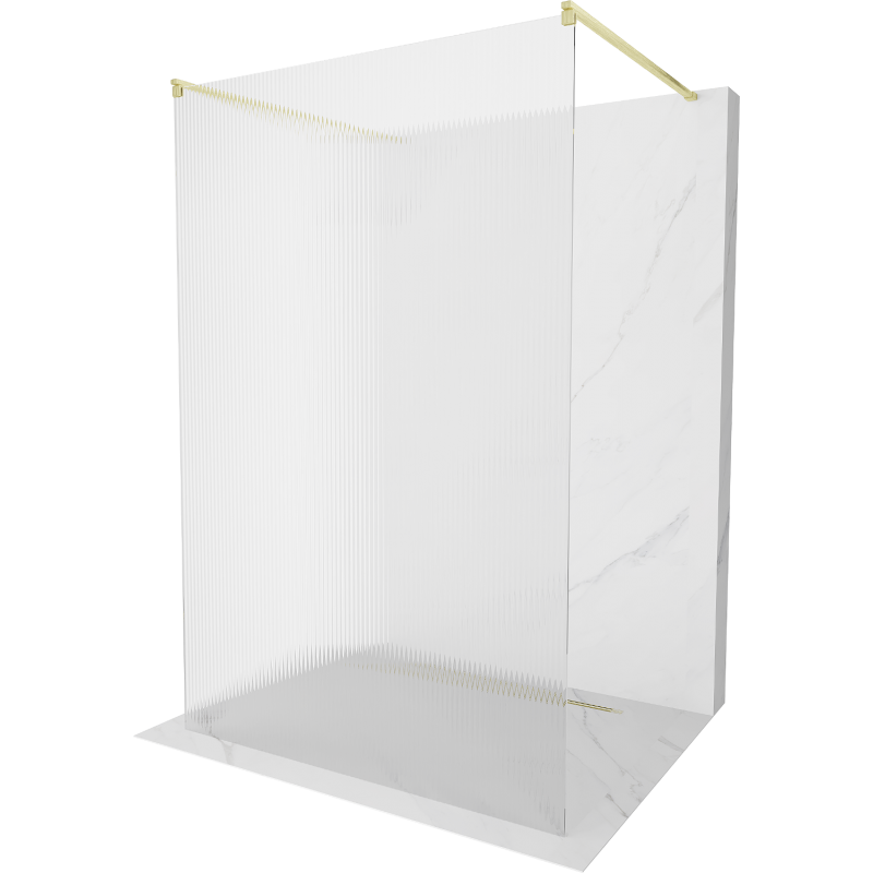 Mexen Kioto perete de duș independent 120 x 200 cm, striații 8 mm, auriu periat - 800-120-002-55-09