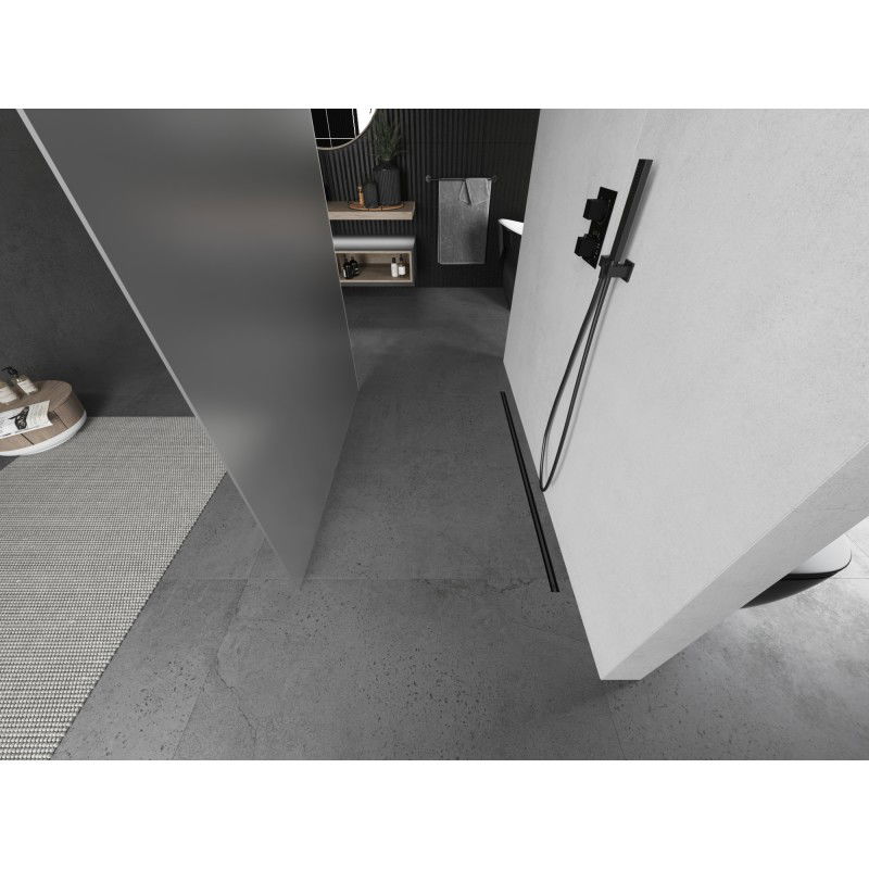 Mexen Kioto szabadon álló zuhanyfal 120 x 200 cm, matt 8 mm, gunmetal - 800-120-002-95-30