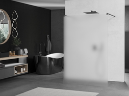 Mexen Kioto szabadon álló zuhanyfal 130 x 200 cm, 8 mm matt üveg, gun metal - 800-130-002-95-30