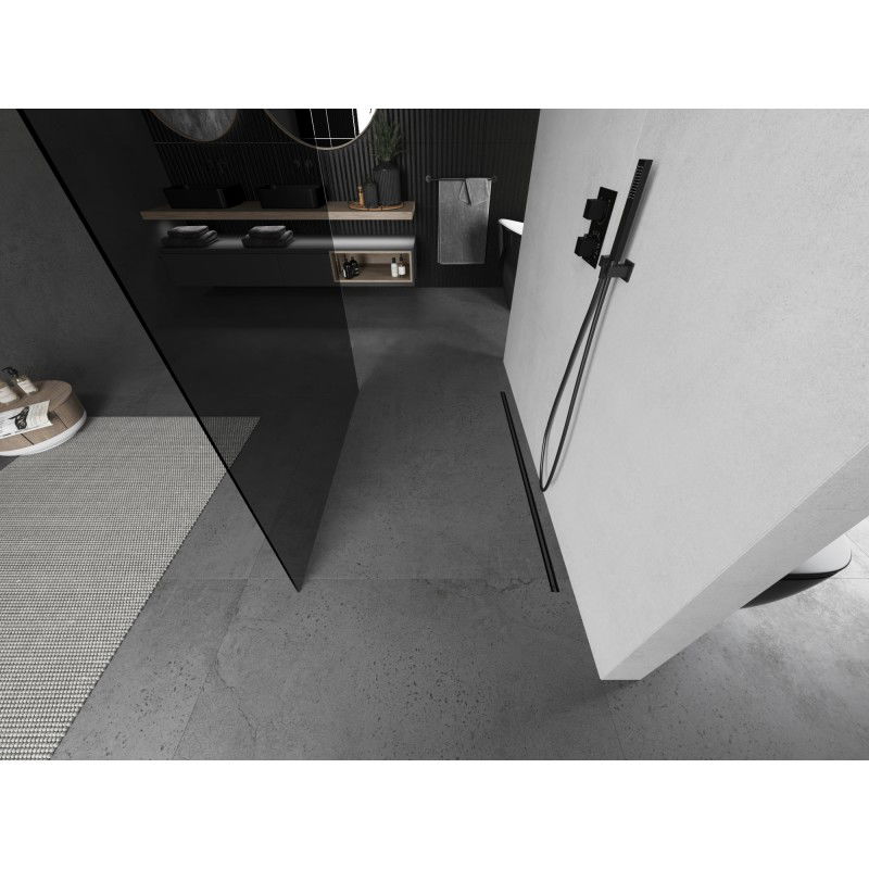 Mexen Kioto szabadon álló zuhanyfal 110 x 200 cm, grafit 8 mm, gun metal - 800-110-002-95-40