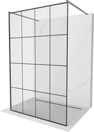 Mexen Kioto szabadon álló zuhanyfal 130 x 200 cm, fekete minta 8 mm, gun metal - 800-130-002-95-77