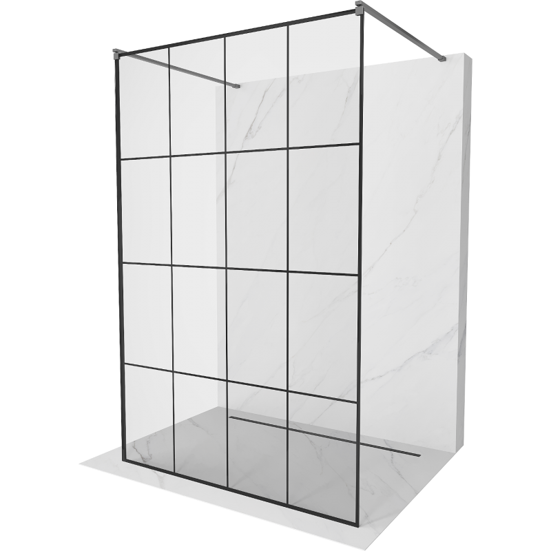 Mexen Kioto perete de duș independent 160 x 200 cm, grilaj negru 8 mm, metal pistol - 800-160-002-95-77