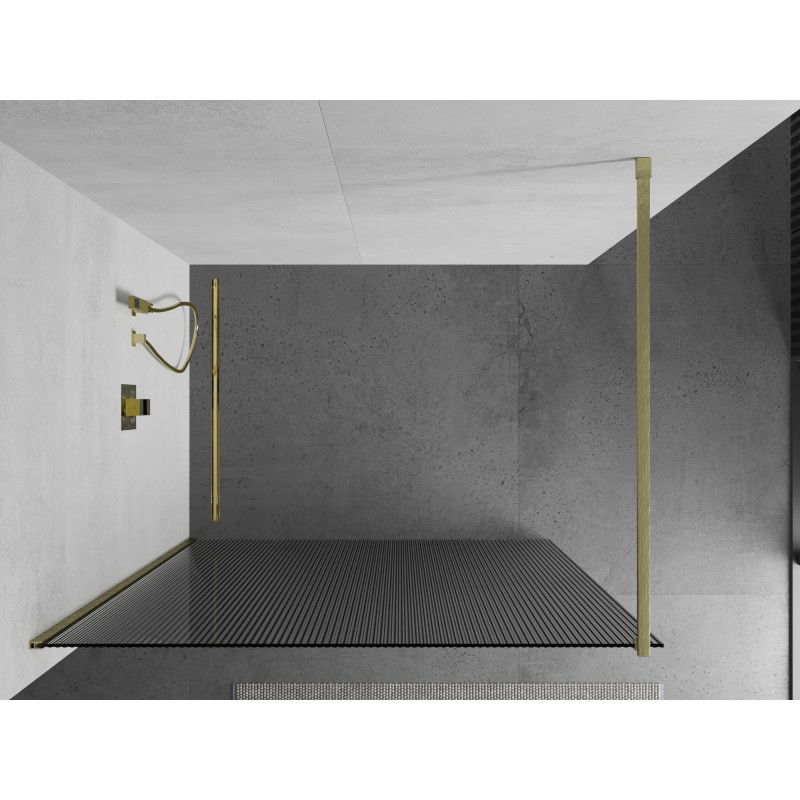 Mexen Kioto zuhanyfal Walk-in 80 x 200 cm, csíkozás 8 mm, arany kefe - 800-080-101-55-09