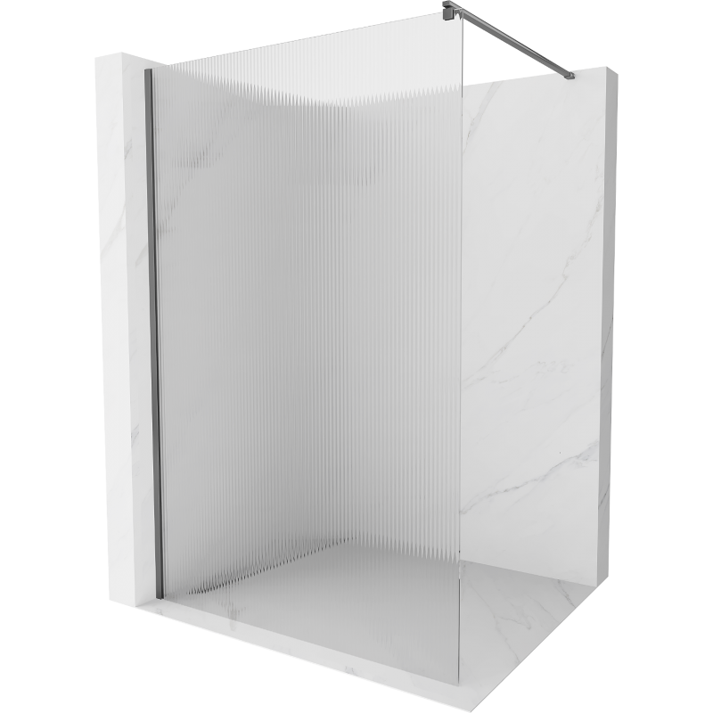 Mexen Kioto zuhanyfal Walk-in 100 x 200 cm, 8 mm-es csíkos, gun metal - 800-100-101-95-09