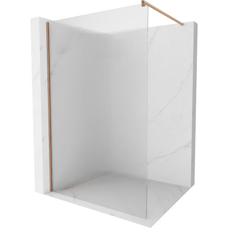 Mexen Kioto zuhanyfal Walk-in 90 x 200 cm, 8 mm csíkos, kefezett réz - 800-090-101-65-09