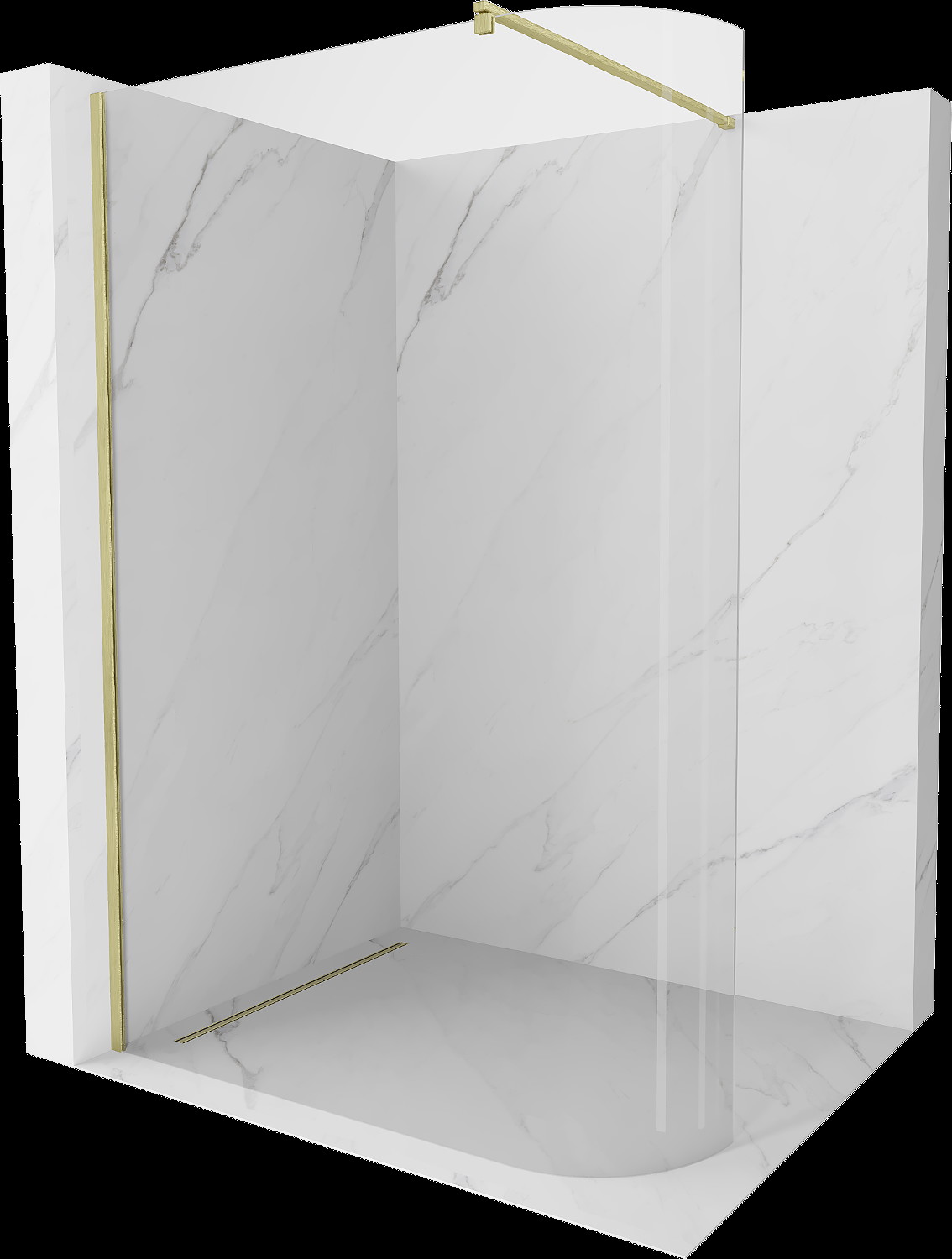 Mexen Kioto perete curbat Walk-in 90 x 200 cm, transparent 8 mm, aur periat - 800-090-101-55-06