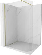 Mexen Kioto cabina de duş curbată Walk-in 100 x 200 cm, sticlă transparentă de 8 mm, finisaj auriu periat - 800-100-101-55-06