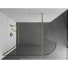 Mexen Kioto cabina de duş curbată Walk-in 100 x 200 cm, sticlă transparentă de 8 mm, finisaj auriu periat - 800-100-101-55-06