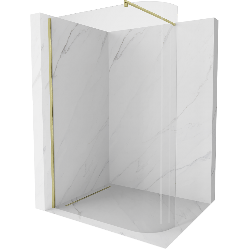 Mexen Kioto panou de duş curbat Walk-in 140 x 200 cm, transparent 8 mm, aur periat - 800-140-101-55-06