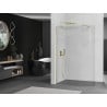 Mexen Kioto íves zuhanyfal Walk-in 140 x 200 cm, 8 mm átlátszó, arany kefélt - 800-140-101-55-06