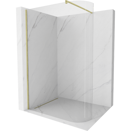 Mexen Kioto íves zuhanyfal Walk-in 160 x 200 cm, átlátszó 8 mm, arany kefe - 800-160-101-55-06