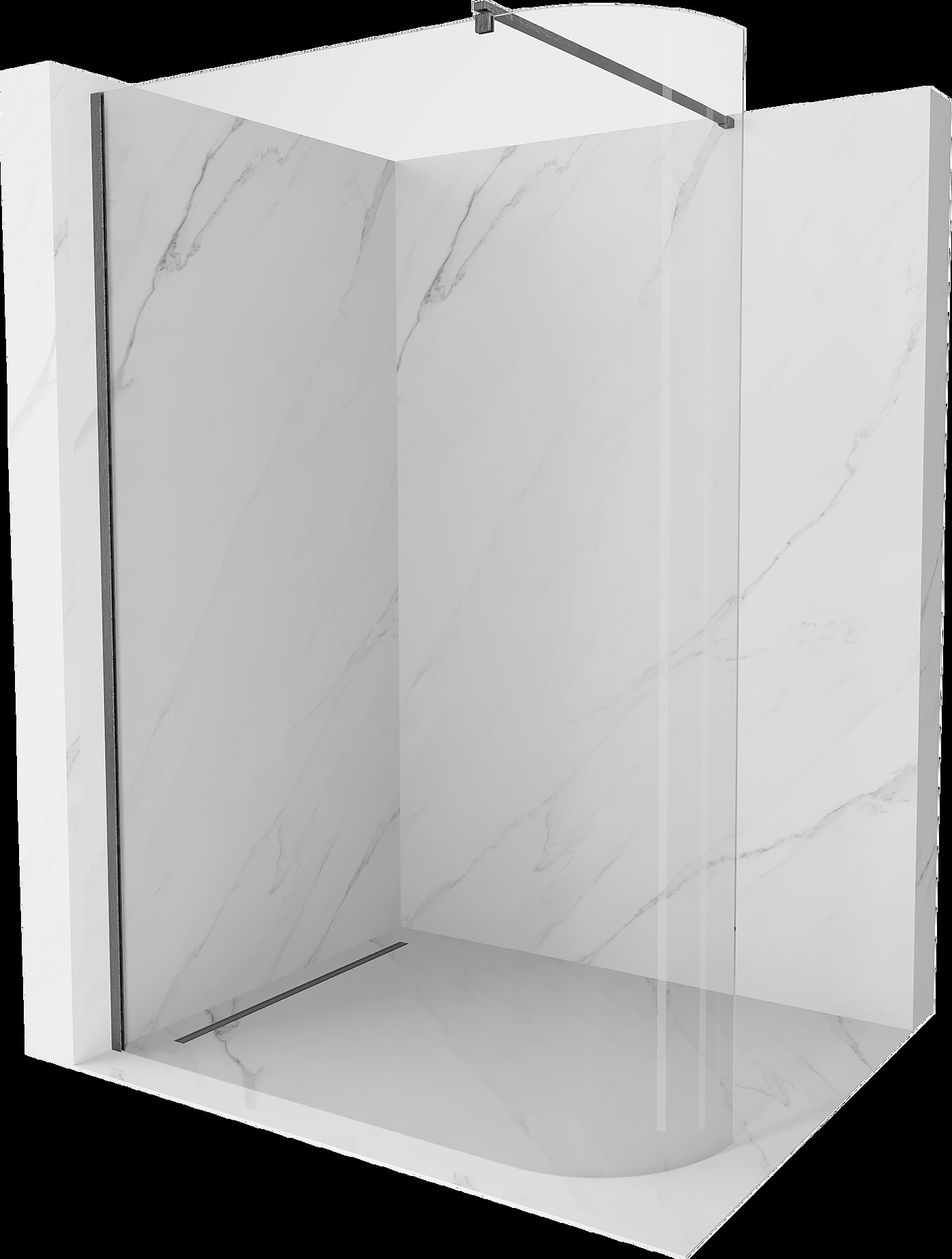 Mexen Kioto perete de duș curbat Walk-in 90 x 200 cm, transparent 8 mm, gri mat periat - 800-090-101-66-06