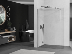 Mexen Kioto perete de duș curbat Walk-in 90 x 200 cm, transparent 8 mm, gri mat periat - 800-090-101-66-06