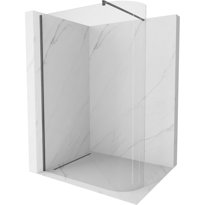 Mexen Kioto perete dus rotund Walk-in 100 x 200 cm, transparent 8 mm, gri armă - 800-100-101-66-06