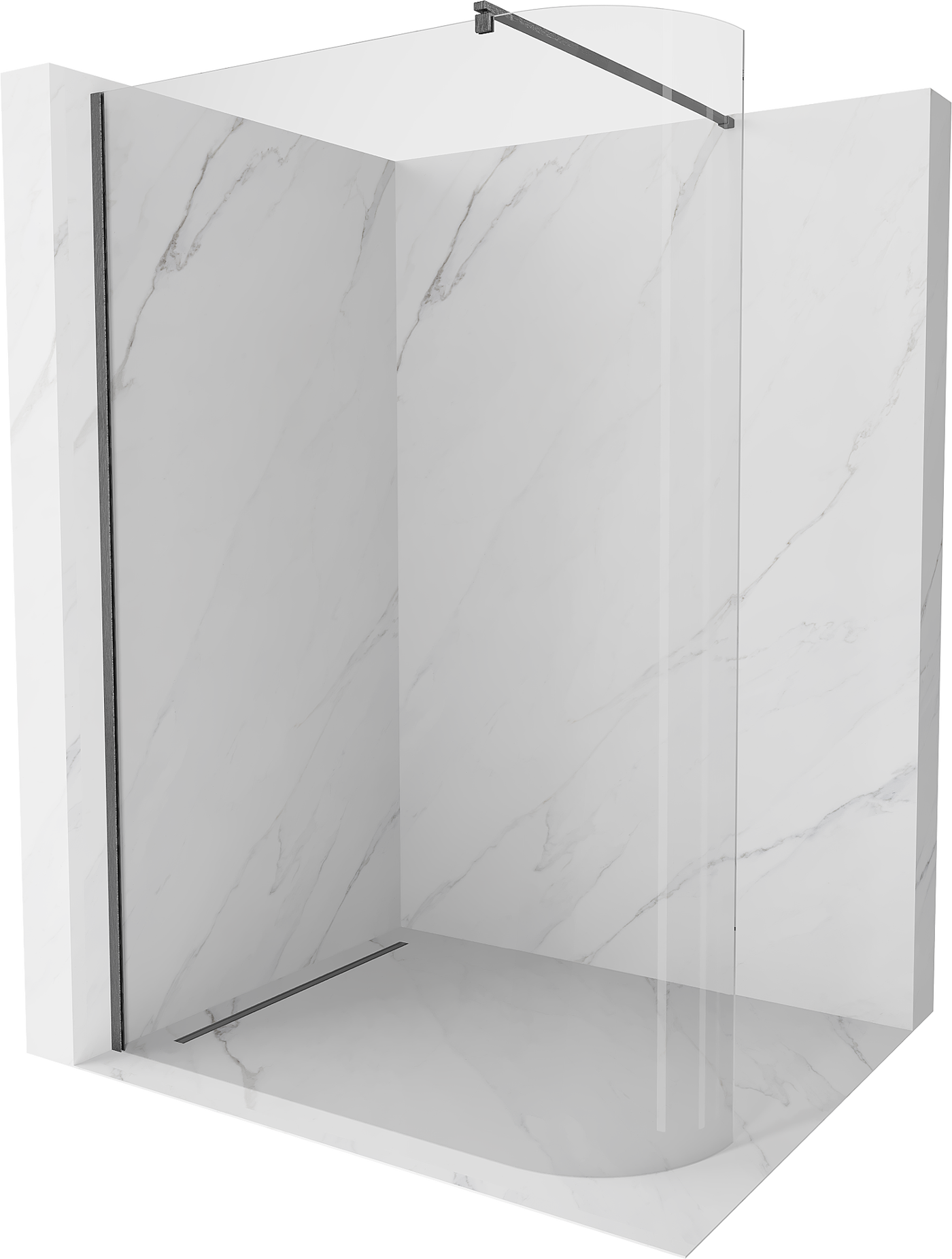 Mexen Kioto perete dus rotund Walk-in 100 x 200 cm, transparent 8 mm, gri armă - 800-100-101-66-06