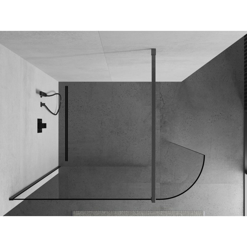 Mexen Kioto-R panou de duș rotunjit Walk-in 150 x 200 cm, transparent 8 mm, gri armă periat - 800-150-101-66-06