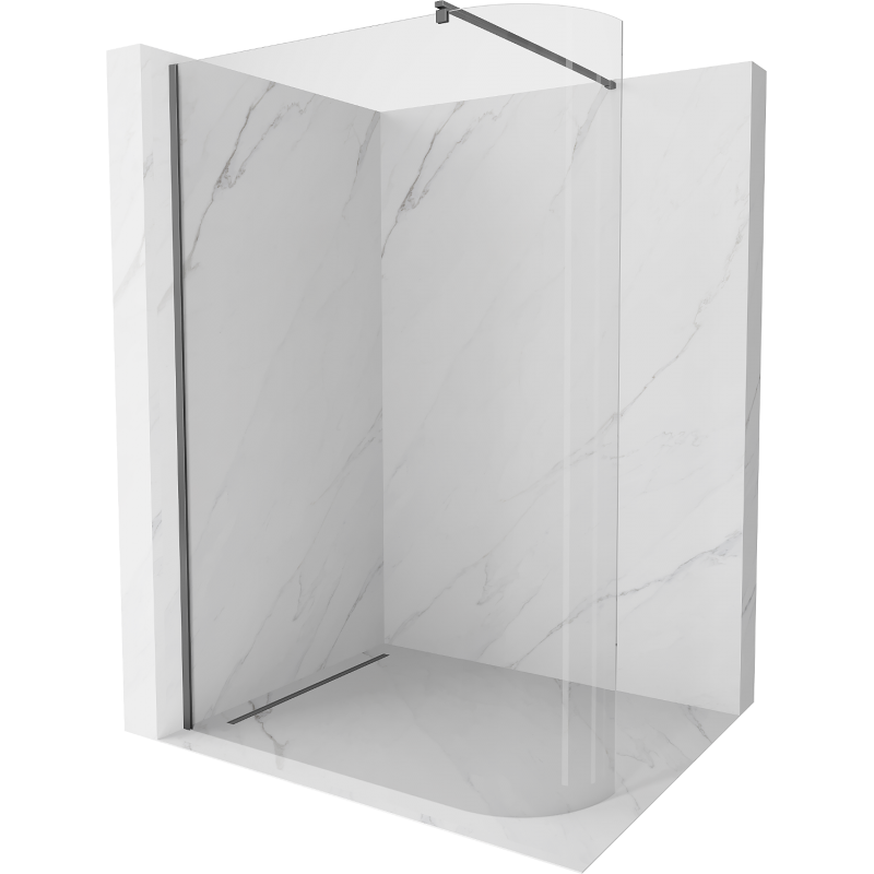 Mexen Kioto íves zuhanyfal Walk-in 110 x 200 cm, áttetsző 8 mm, gun metal - 800-110-101-95-06