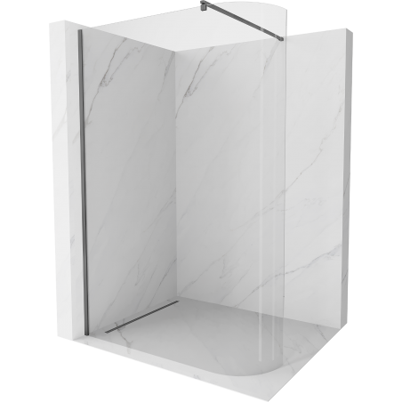 Mexen Kioto-R Lekerekített Walk-in zuhanyfal 150 x 200 cm, átlátszó 8 mm, gun metal - 800-150-101-95-06