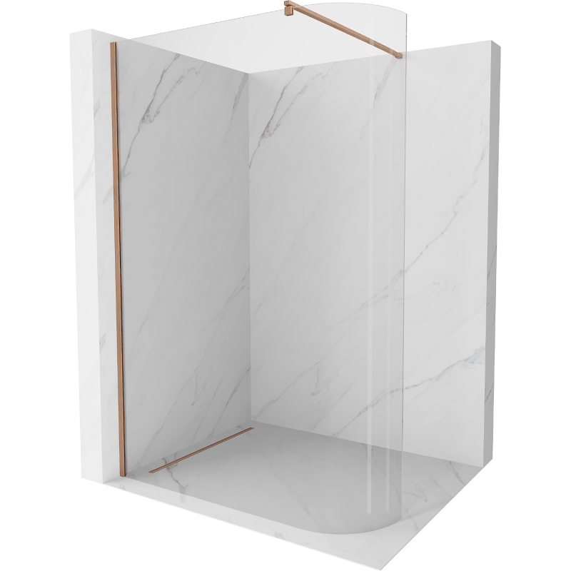 Mexen Kioto íves zuhanyfal Walk-in 90 x 200 cm, áttetsző 8 mm, csiszolt réz - 800-090-101-65-06