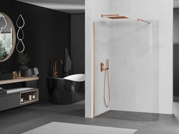 Mexen Kioto panou de duș curbat Walk-in 100 x 200 cm, transparent 8 mm, cupru periat - 800-100-101-65-06