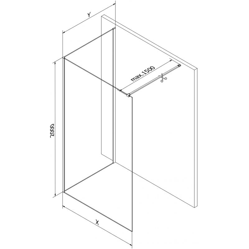 Mexen Kioto perete de duș Walk-in 125 x 70 cm, transparent, cupru periat - 800-125-212-65-00-070
