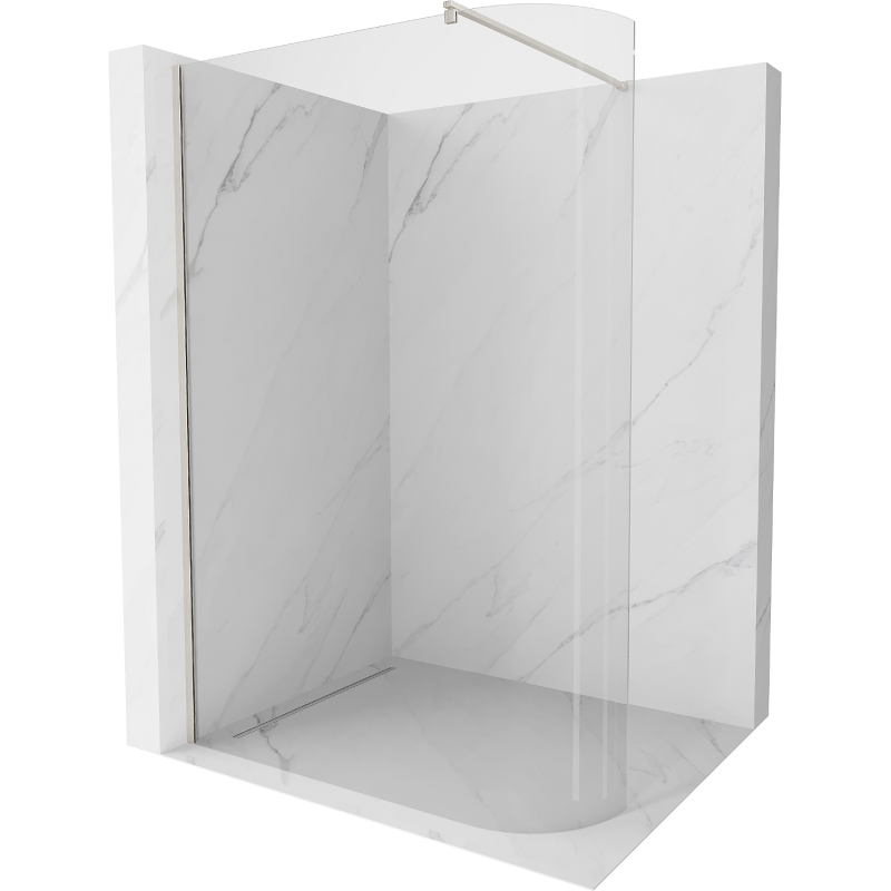 Mexen Kioto-R Walk-in lekerekített zuhanyfal 140 x 200 cm, átlátszó 8 mm, kefélt nikkel - 800-140-101-97-06