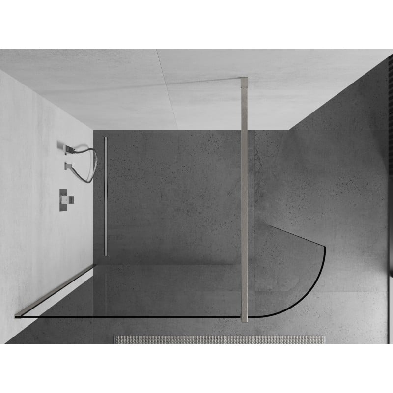 Mexen Kioto-R Walk-in lekerekített zuhanyfal 140 x 200 cm, átlátszó 8 mm, kefélt nikkel - 800-140-101-97-06