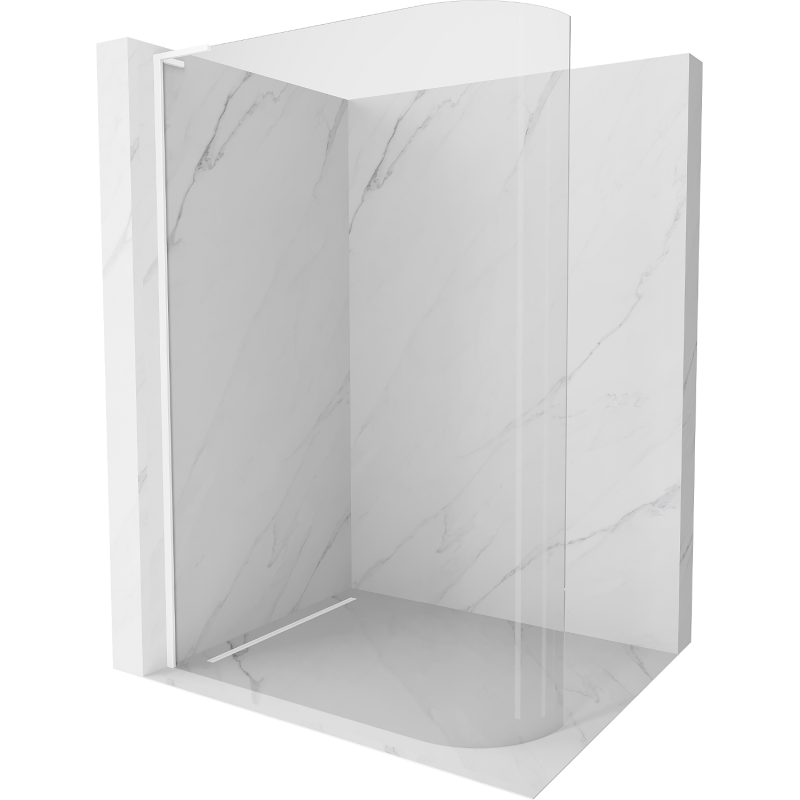 Mexen Kioto-R L Perete de duș rotunjit Walk-in 90 x 200 cm, transparent, alb - 800-090-103-20-06