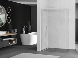 Mexen Kioto L perete de duș curbat Walk-in 100 x 200 cm, transparent, alb - 800-100-103-20-06